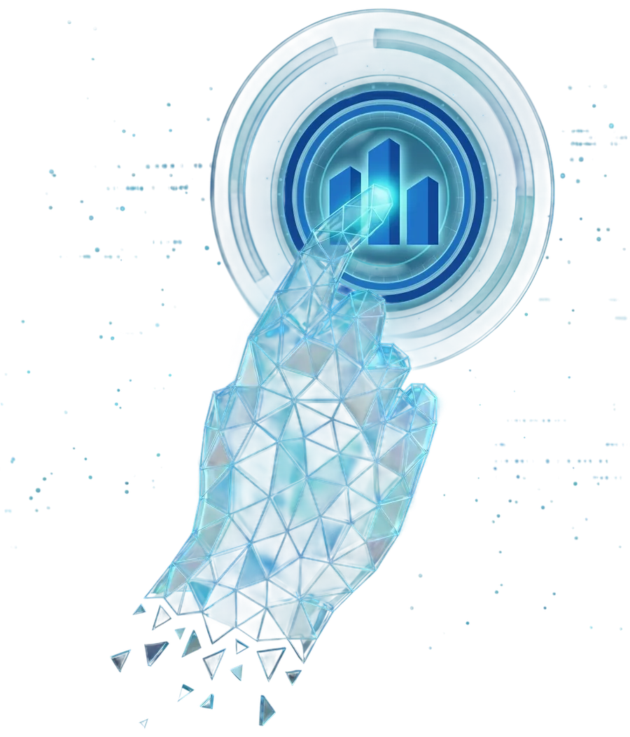 Mano digital que toca el logo de TI-PERDOMOS
